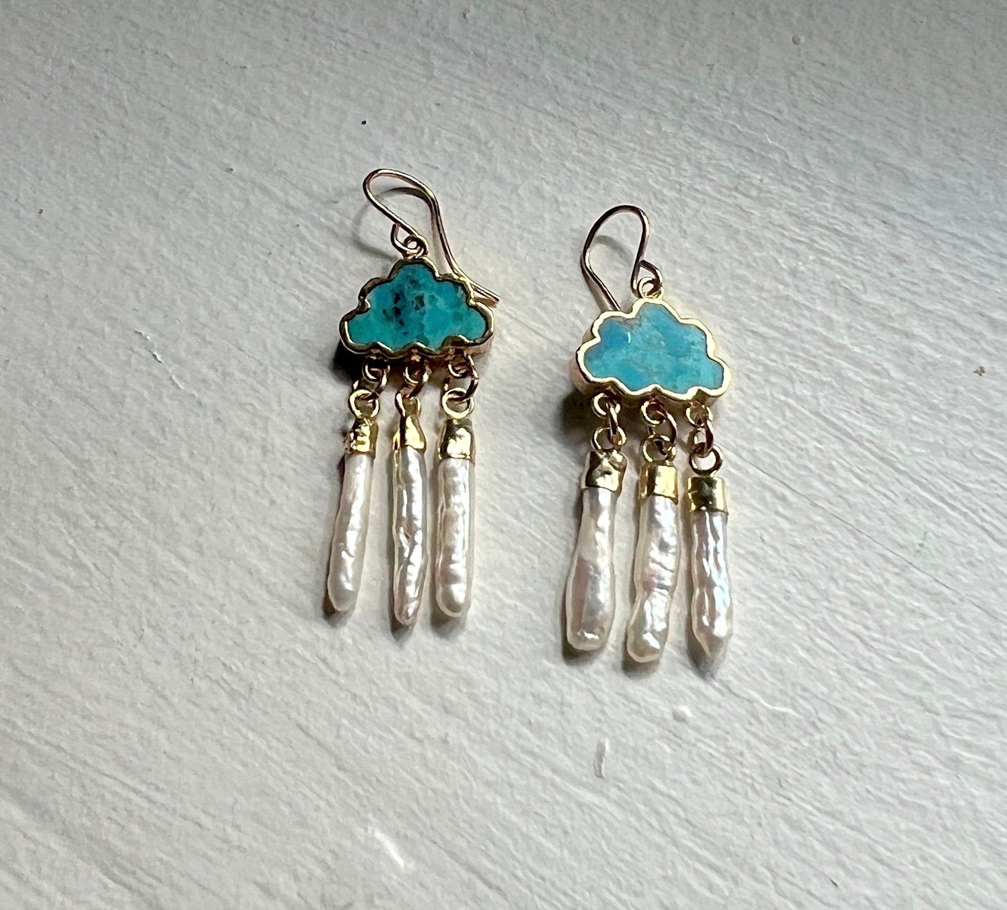 Turquoise Cloud and Pearl Rain Drops