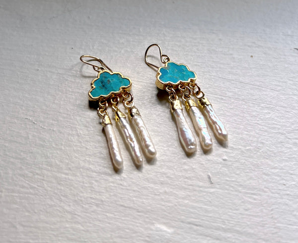 Turquoise Cloud and Pearl Rain Drops