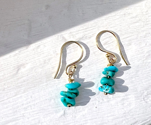 turquoise chip dangle earrings