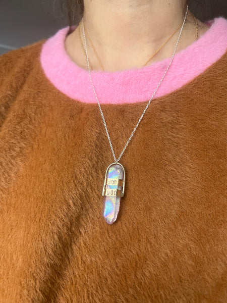 Woo Woo Crystal Point Handmade Goldfill Pendant