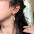 Sideways Cat Head Drop Earrings in Gold