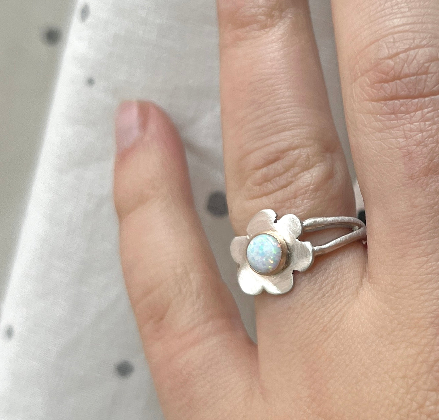Flower Doodle Opal Ring