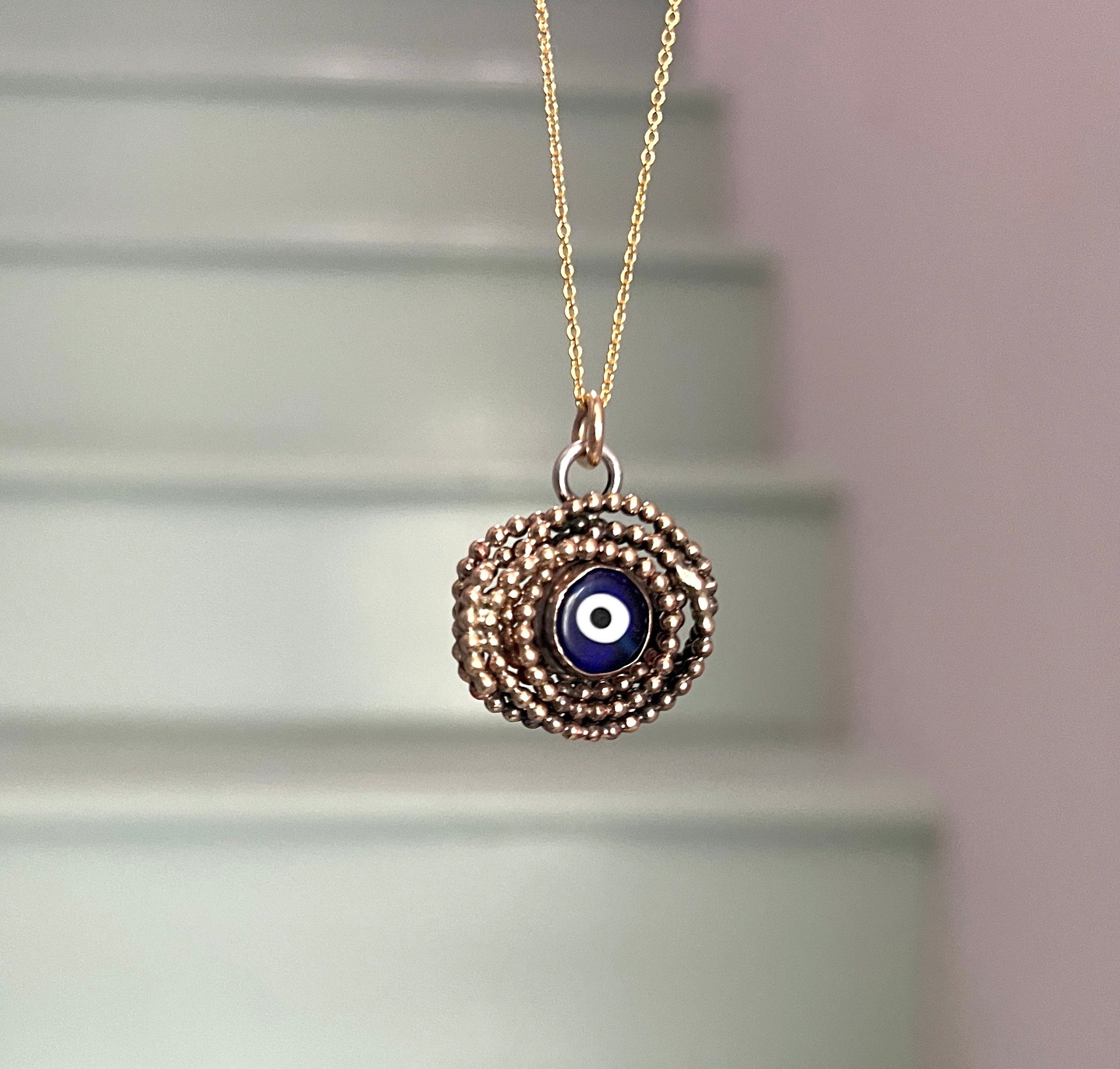 14k gold filled eye nest pendant