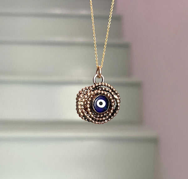 14k gold filled eye nest pendant