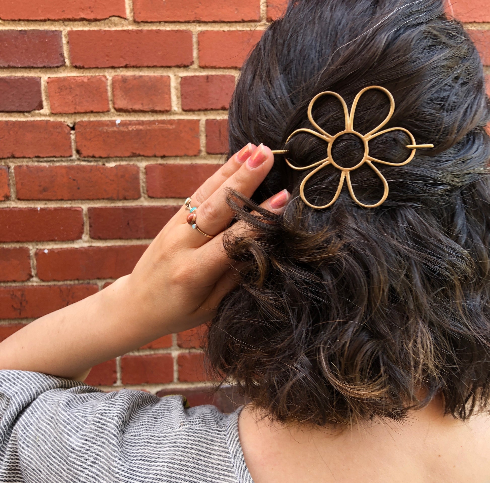 Flower Hair Side Set with Hair Pin and Big Brass Daisy – rachelpfeffer