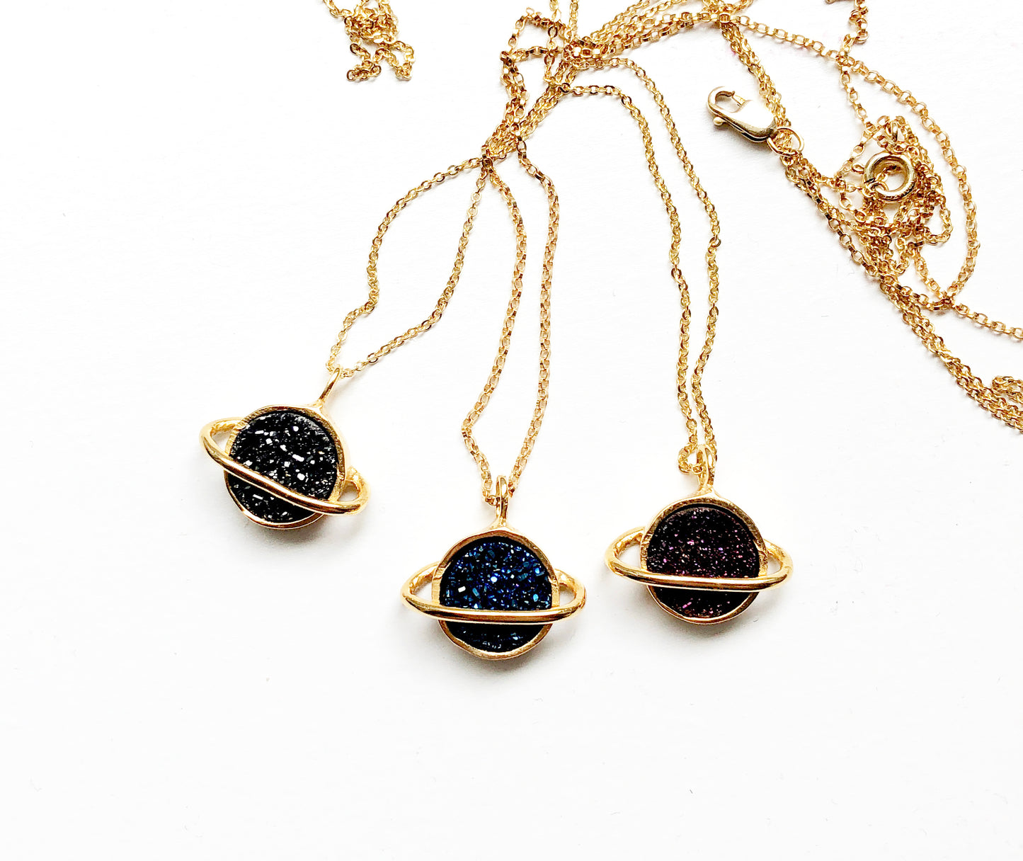 Gold Saturns with Druzy