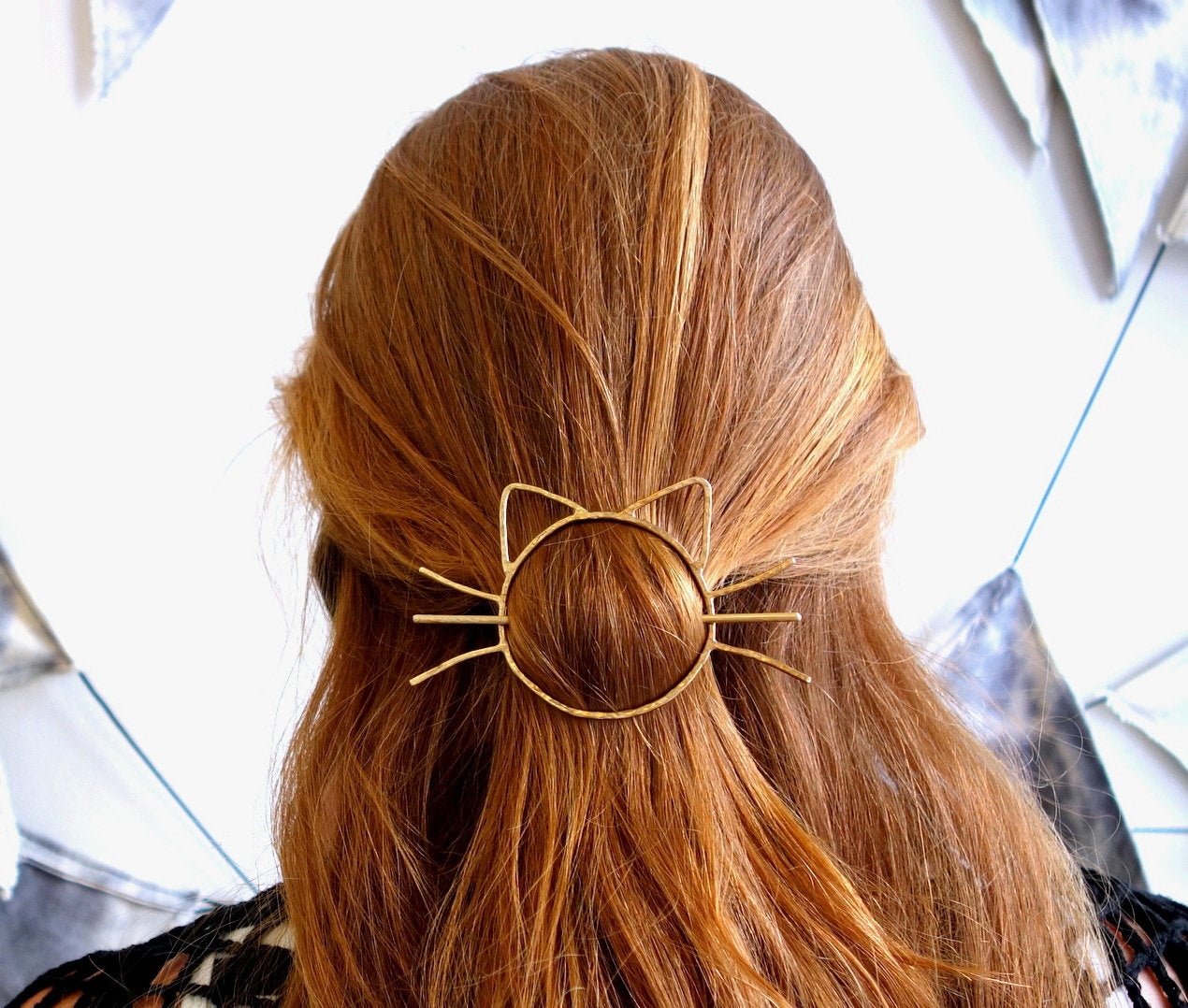 Cat Hair Pin // Bun Holder // Whiskers Hair Slide