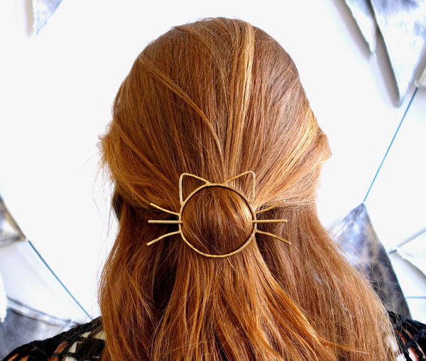 Cat Hair Pin // Bun Holder // Whiskers Hair Slide