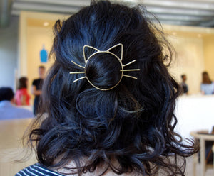 Cat Hair Pin // Bun Holder // Whiskers Hair Slide