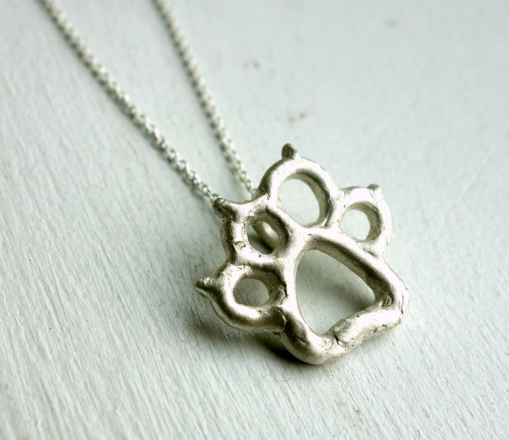 Sterling Silver Handmade Puppy Paw Print Pendant