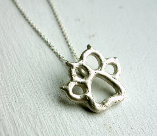 Sterling Silver Handmade Puppy Paw Print Pendant