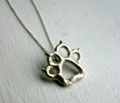 Sterling Silver Handmade Puppy Paw Print Pendant