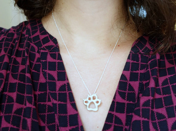 Sterling Silver Handmade Puppy Paw Print Pendant