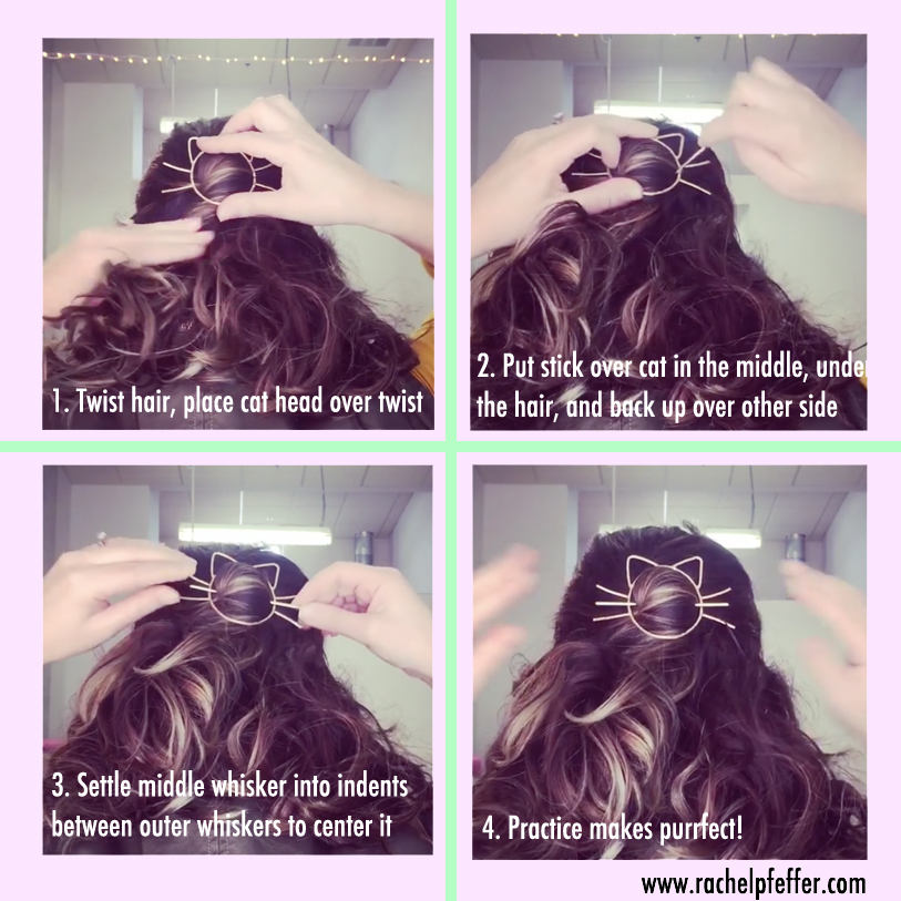 Cat Hair Pin // Bun Holder // Whiskers Hair Slide