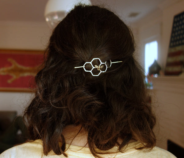 Silver Honeycomb Hair Slide