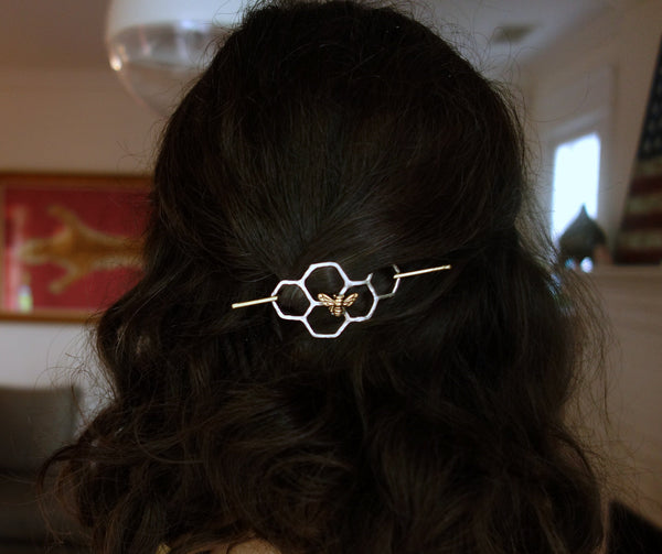 Silver Honeycomb Hair Slide