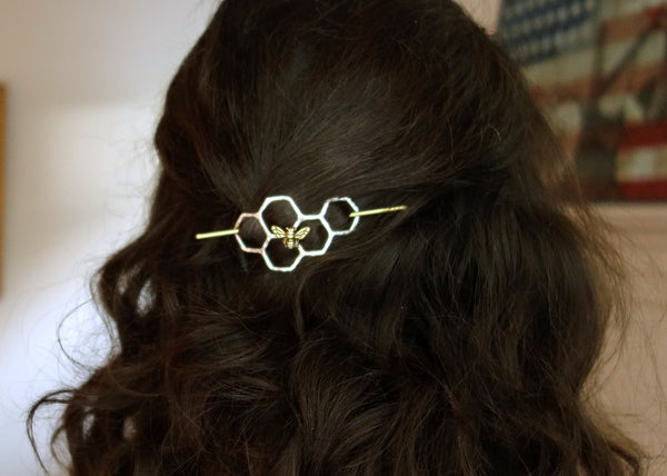 Silver Honeycomb Hair Slide