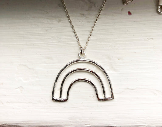 Minimalist Rainbow Necklace in sterling silver