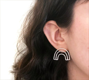 floating rainbow stud earrings in sterling silver