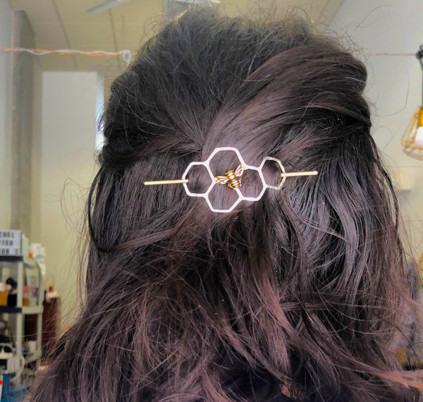 Silver Honeycomb Hair Slide