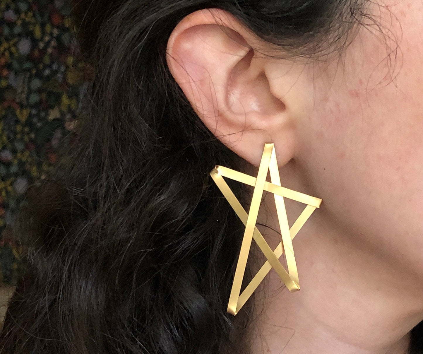 Oversized Lightweight 14k gold plated Folded 5-point Star Stud Earrings