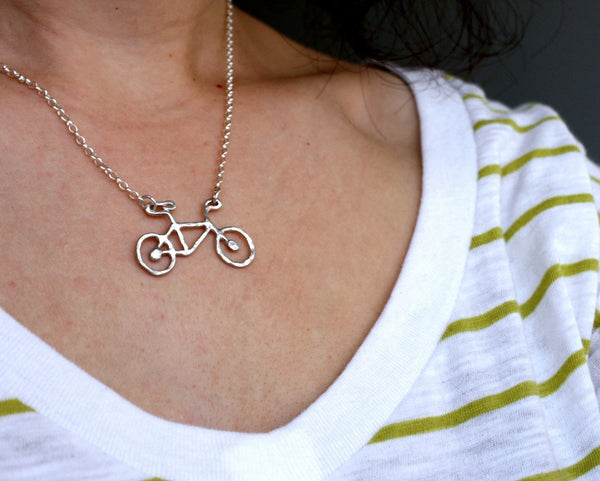 Tiny Sterling Silver Bike Pendant by Rachel Pfeffer