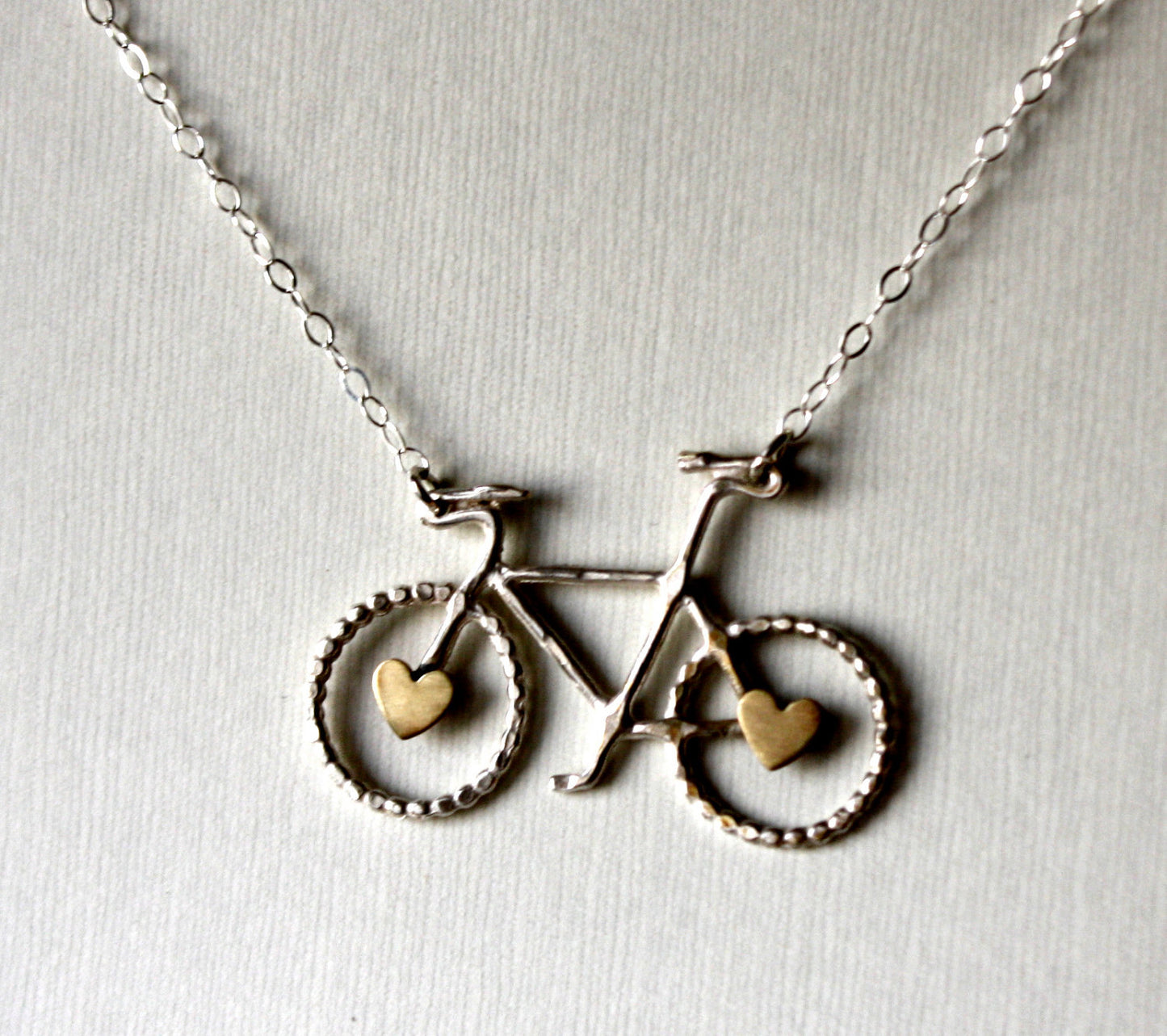 Ready to Ship- Le Petit Bike Necklace with Hearts by Rachel Pfeffer