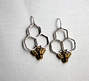 Ready to Ship- Sweet Dangles- Sterling silver handmade honeycomb dangles