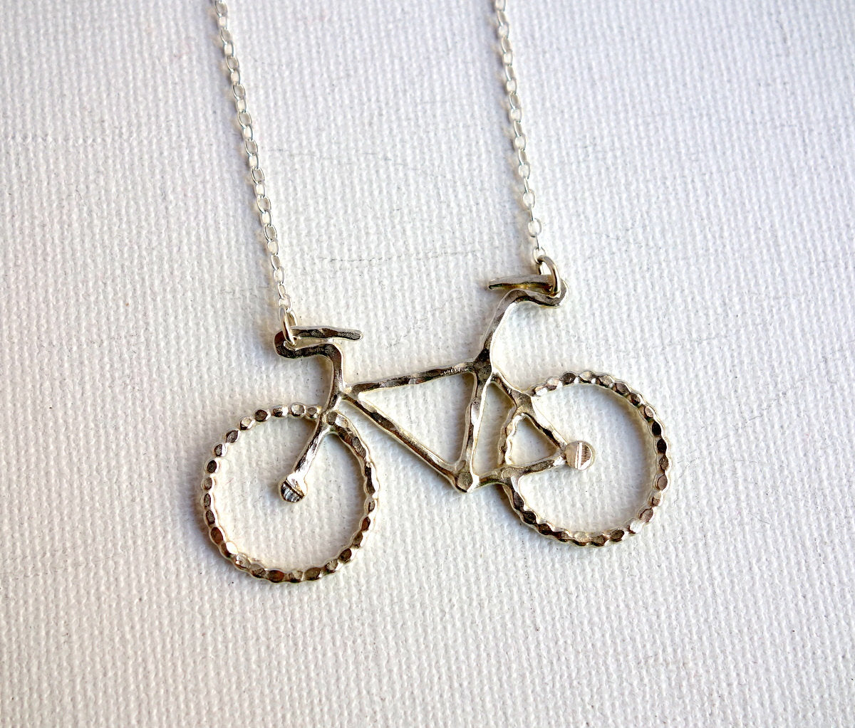 Handmade Sterling Silver Bike Necklace- Rachel Pfeffer, Bicycle, bike jewelry, bike necklace