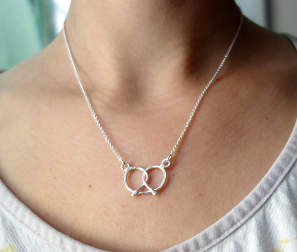 Handmade Sterling Silver Pretzel Necklace