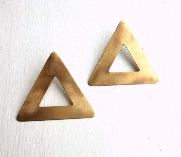 Large Open Brass Triangle Studs