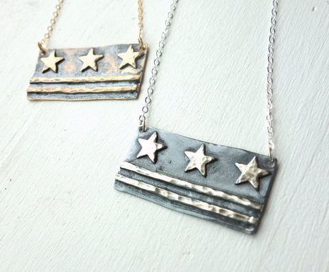 Large DC Flag Necklace in Sterling or Brass