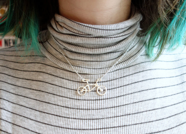 Tiny Sterling Silver Bike Pendant by Rachel Pfeffer