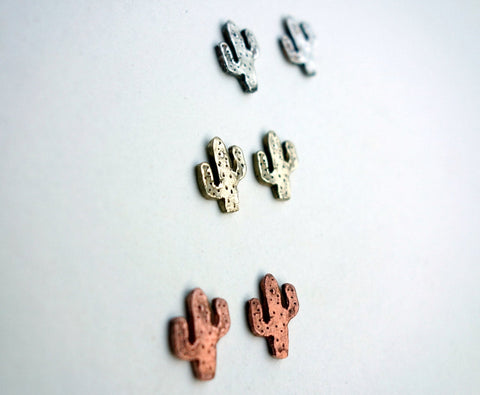 Cactus Studs - Hand Carved Saguaro Cactus Studs- Handmade by Rachel Pfeffer