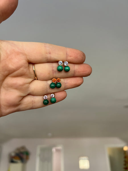 Lavender CZ and Malachite Pop Stud