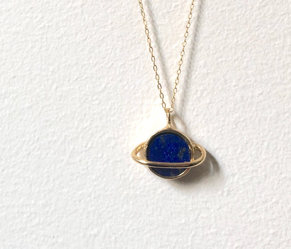 Stone or Druzy Saturn Pendants in Sterling Silver or 14k Gold Plate