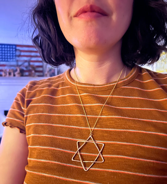 Giant Jewish Star Pendant in 14k Goldfilled Wire