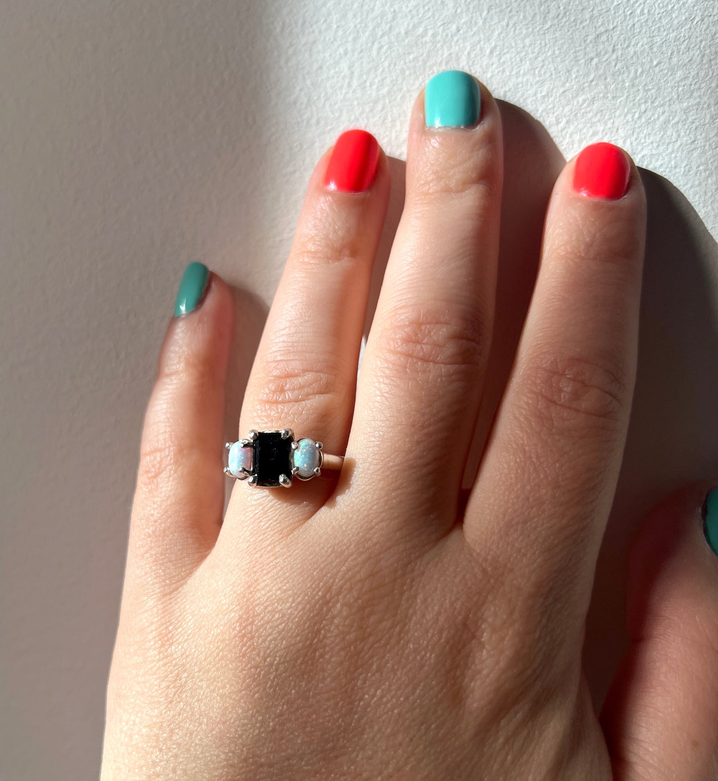 Onyx and Opal Cocktail Ring