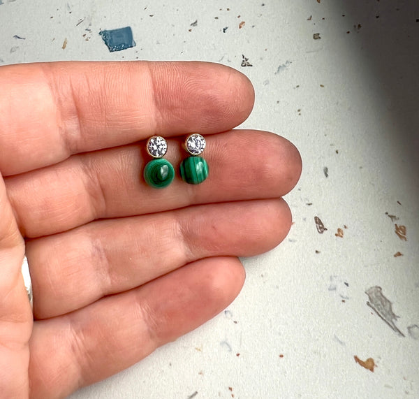 Lavender CZ and Malachite Pop Stud