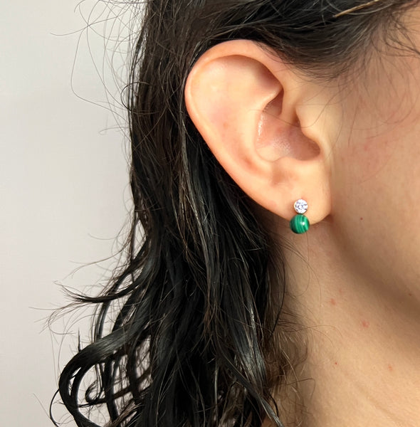 Lavender CZ and Malachite Pop Stud