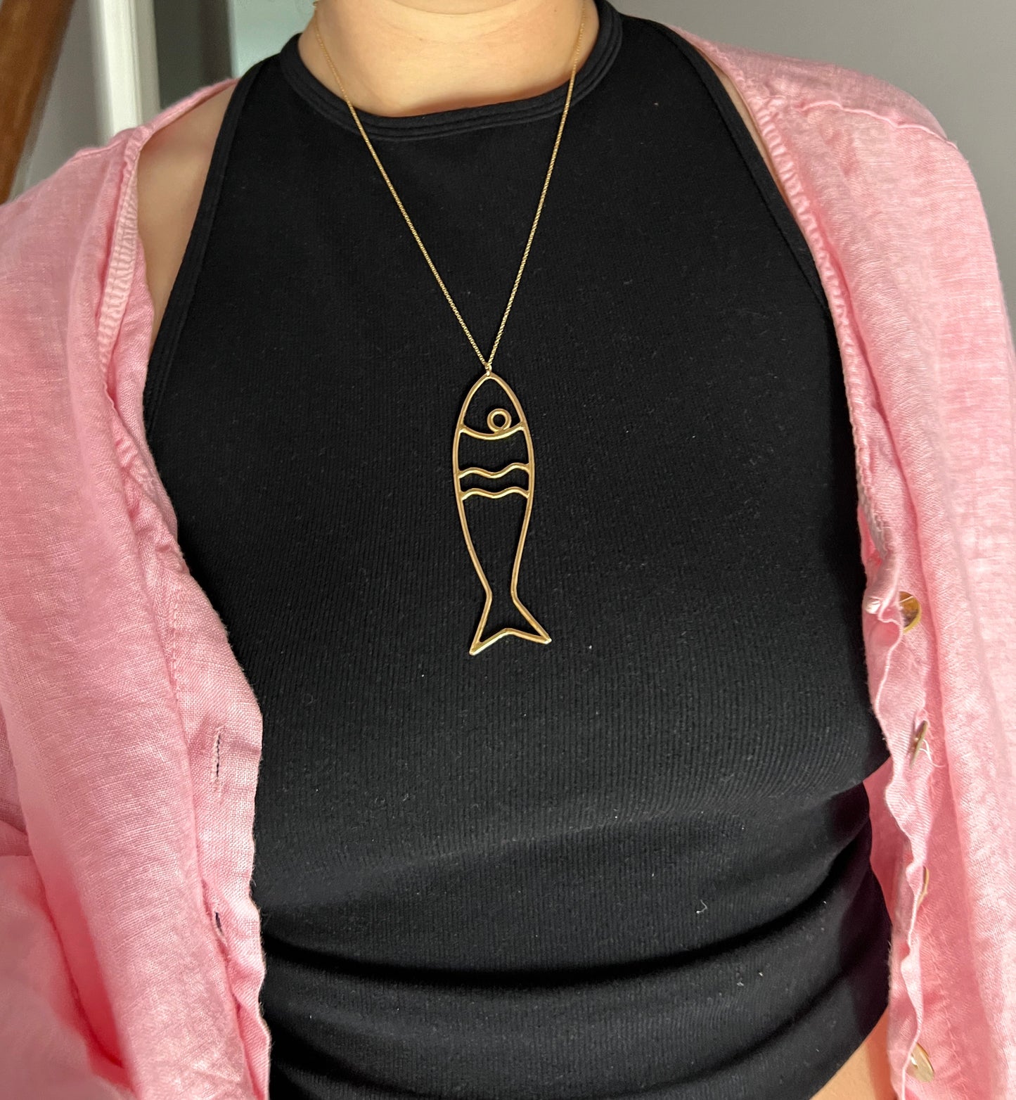 Sardine Pendant Long Necklace