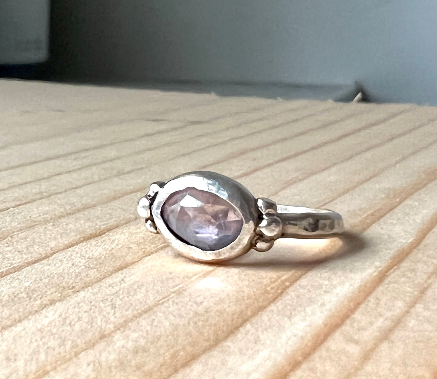 Rose Cut Tourmaline Ring in Sterling Silver
